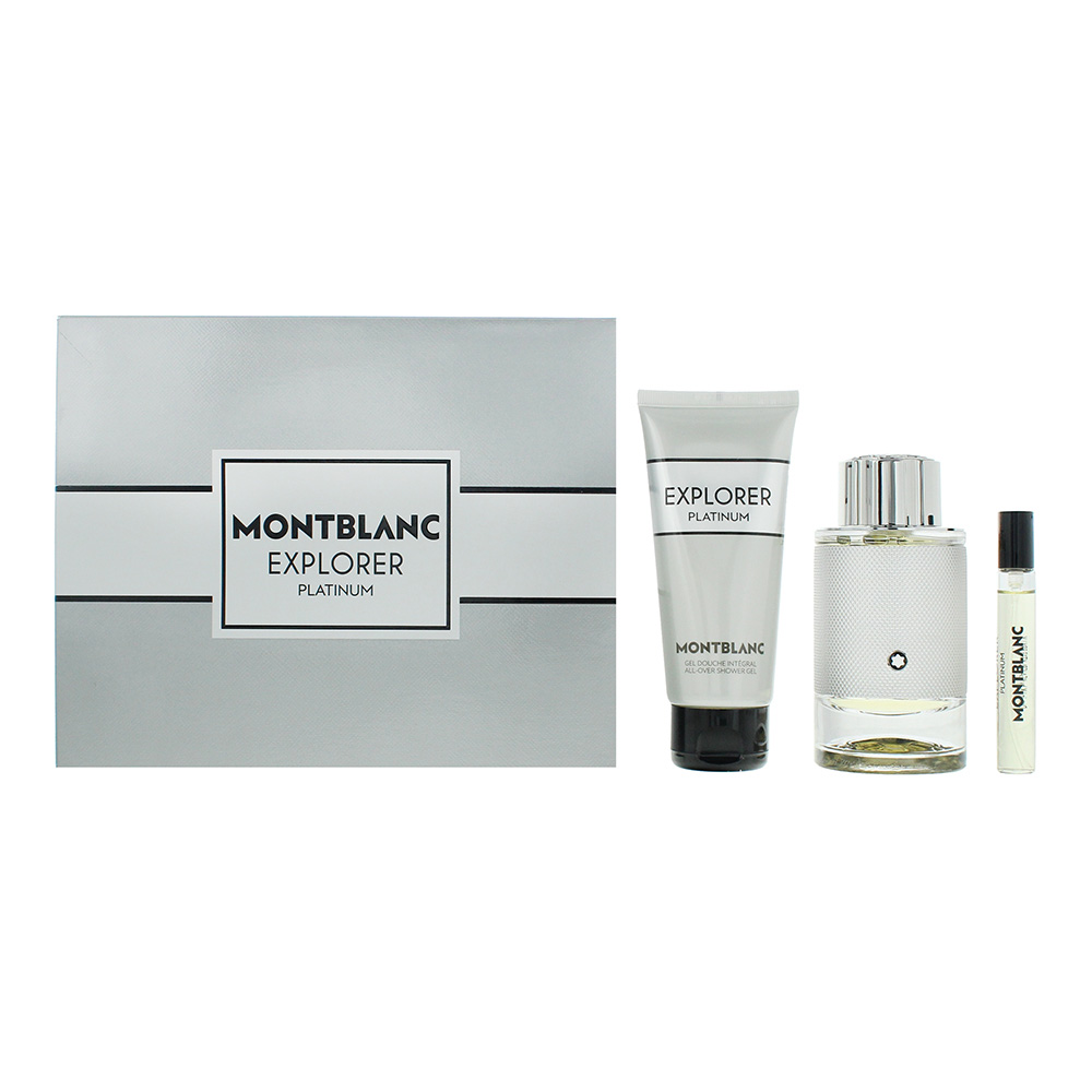 MONTBLANC Montblanc Explorer Platinum Eau de Parfum 100ml, Eau De Parfum 7.5ml + Shower Gel 100ml Gift Set for Him