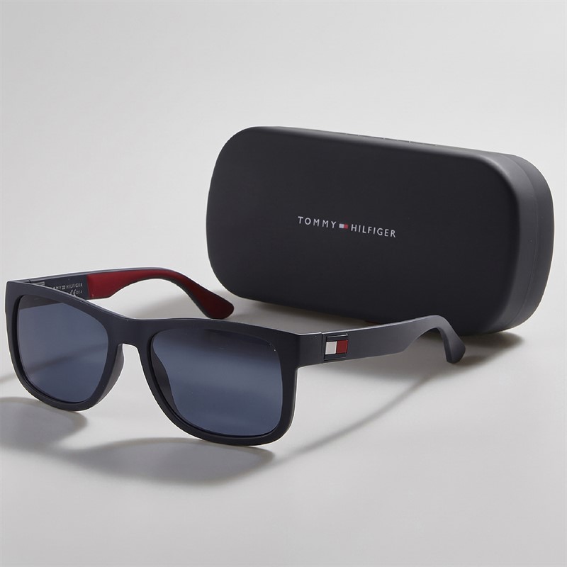 Tommy Hilfiger Mens Rectangular Sunglasses Blue/Red